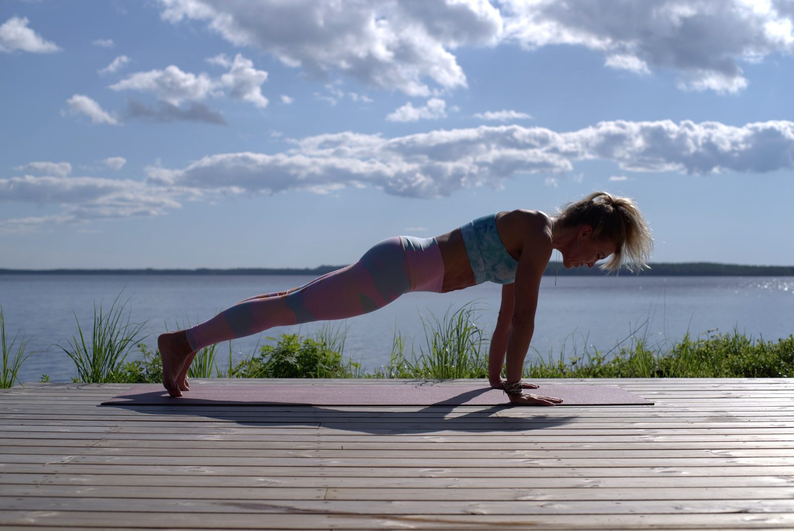 girl doing planking exercise